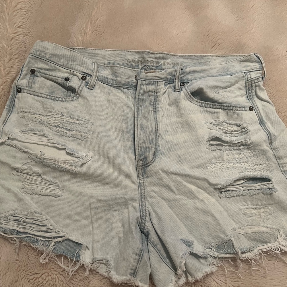 American Eagle Outfitters Light Blue Ripped Jean Shorts